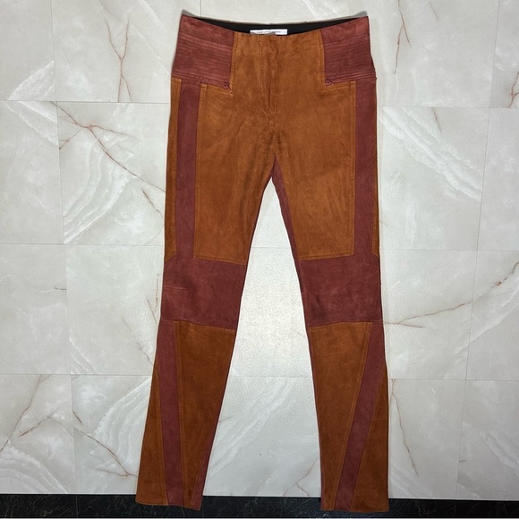 Vintage Diane Von Furstenberg Suede Leather Pants Size 4 Long Y2K - Picture 1 of 5